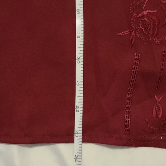 ESPRIT Vintage Red Sheer Blouse Floral Emb… - Picture 6 of 7